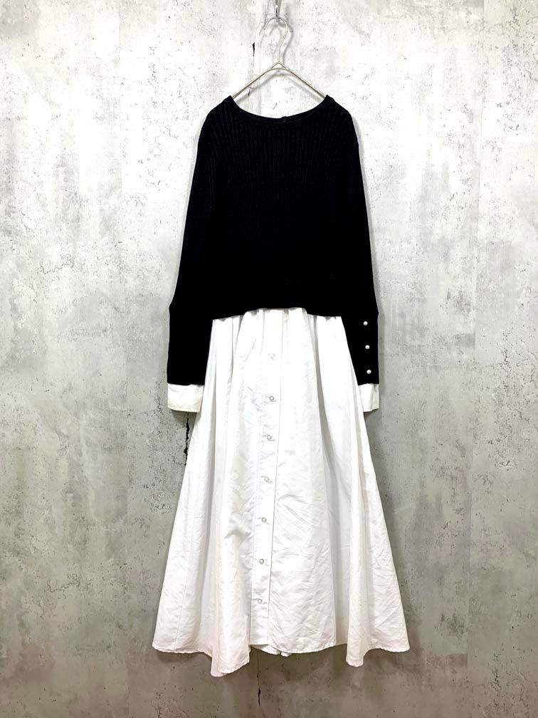 JENNE ジェンヌ バックパール大人フレンチドッキング ワンピース sizeM/黒 ■◇◎レディース
