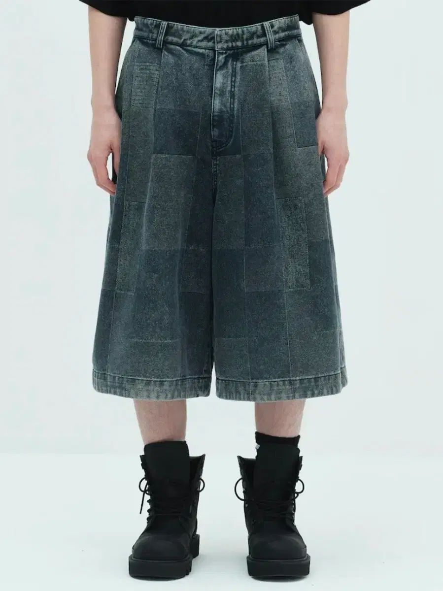 48 ジュンジ ジャカード デニム ロング ショーツ