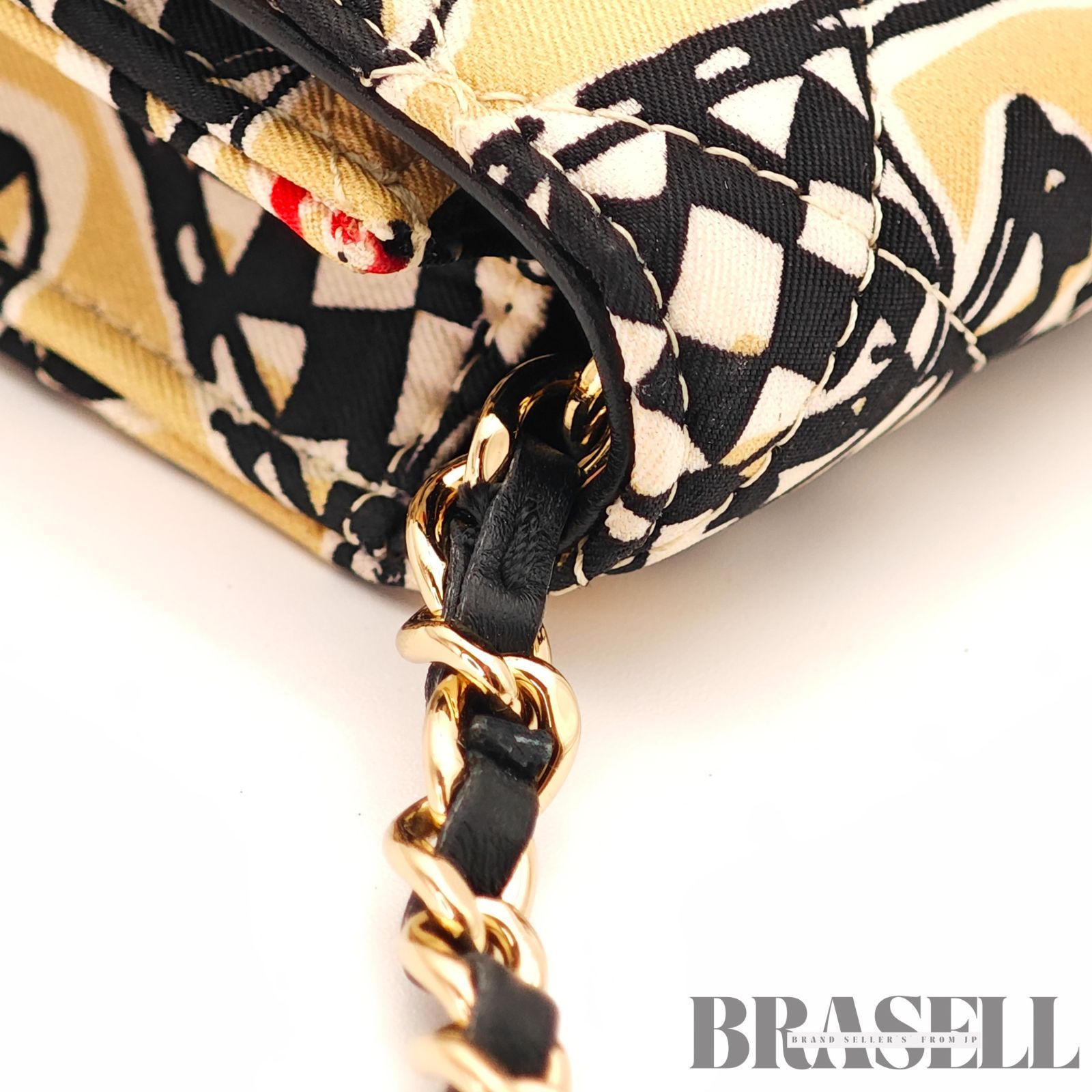 CHANEL ミニチェーンショルダー バッグ ショルダーバッグ 柄 ベージュ