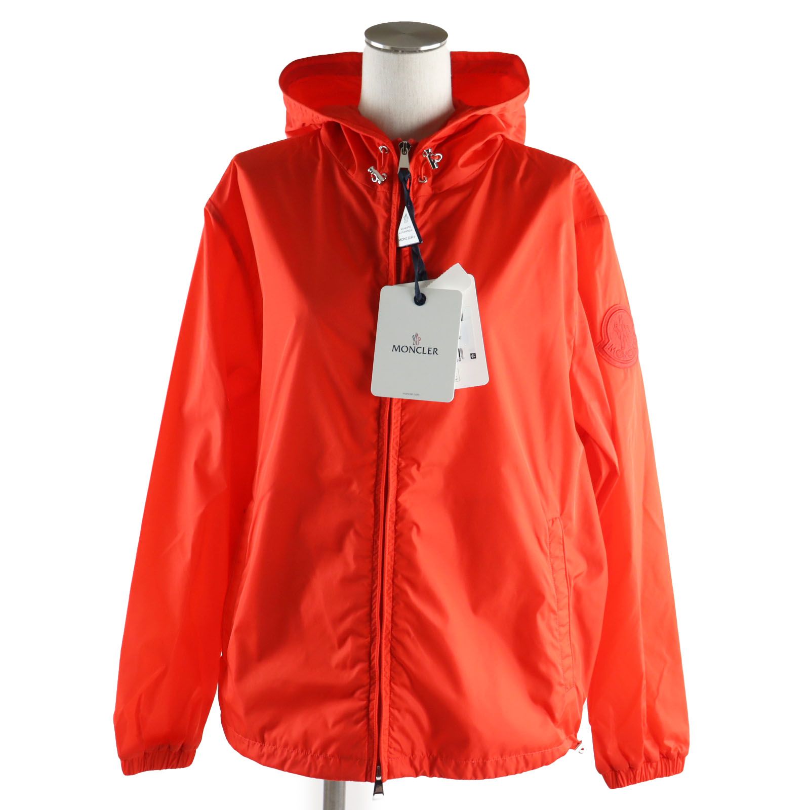 【ドンドン見直し】未使用品●MONCLER モンクレール 2019年製 ALEXANDRITE アレキサンドライト ロゴワッペン付き フーデッド ナイロンジャケット オレンジ 3 正規品 レディース