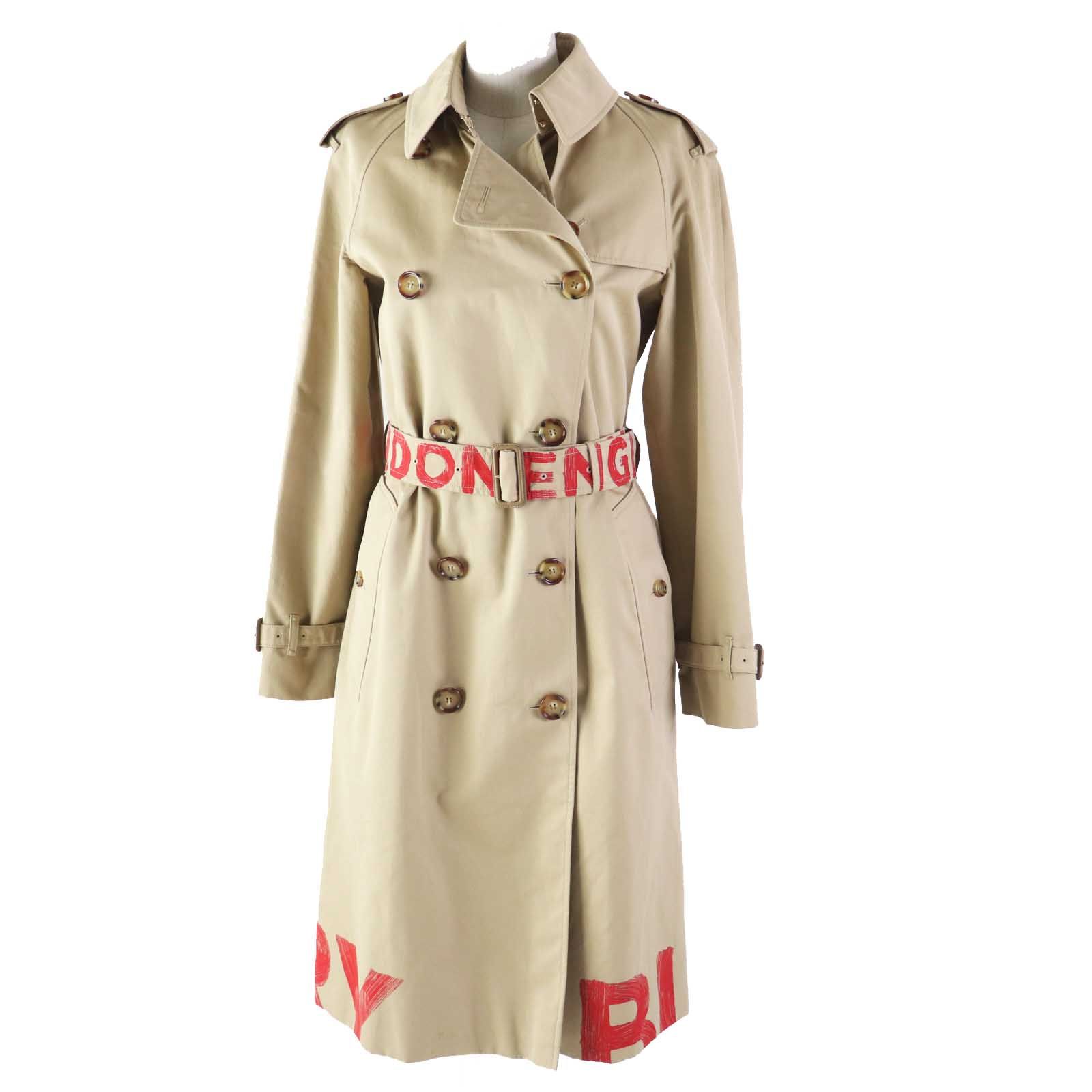 【ドンドン見直し】美品◎BURBERRY バーバリー 8037621 グラフィティ トレンチコート ベージュ 36 ガーメント付き 正規品 レディース 59,400円