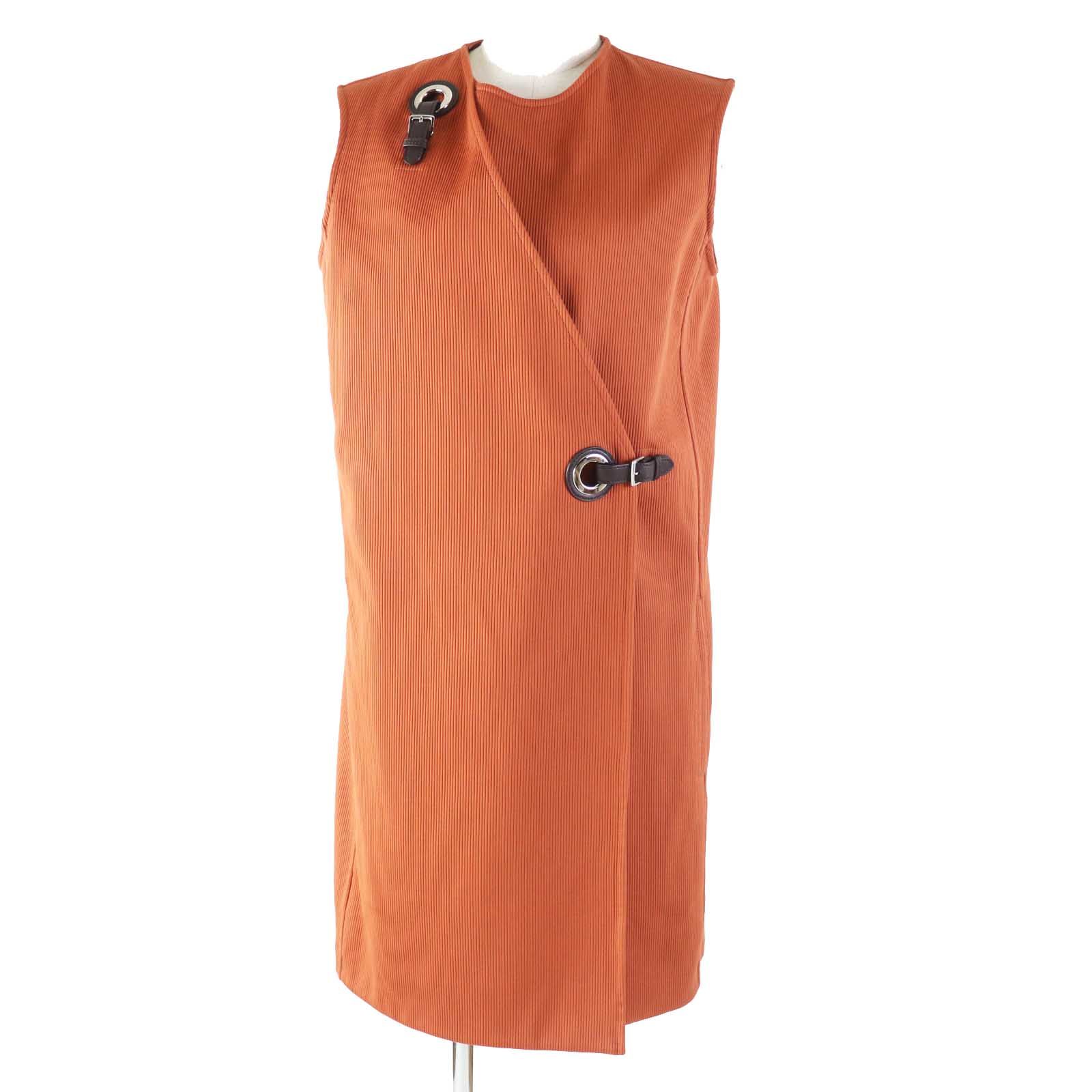 【ドンドン見直し】極美品◎HERMES エルメス 22SS 2E0527D6 シルバー金具 ROBE PORTEFEUILLE ワンピース テラコッタ 38 ハンガー付き フランス製 正規品 レディース