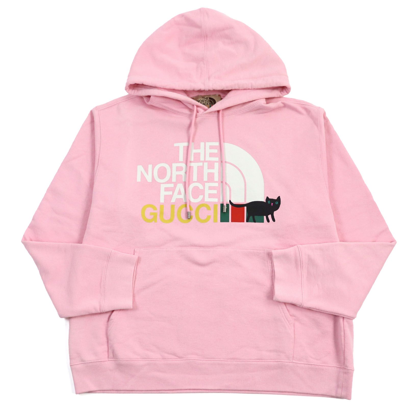 【ドンドン見直し】美品○GUCCI グッチ THE NORTH FACE ザ・ノースフェイス 626989 コットン100% ロゴプリント プルオーバー パーカー/フ―ディー ピンク M イタリア製 正規品 メンズ