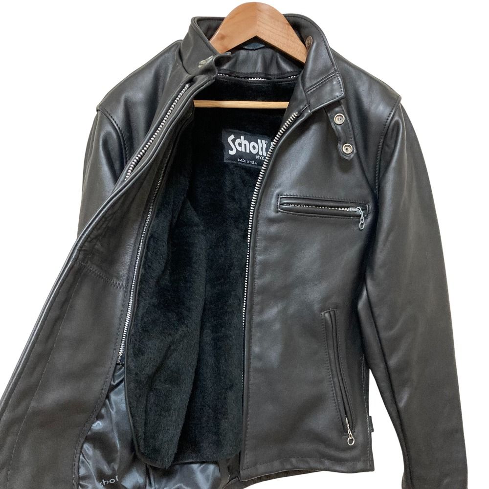 良品 Schott ショット 641 ライナーボア付き レザーシングルライダース 