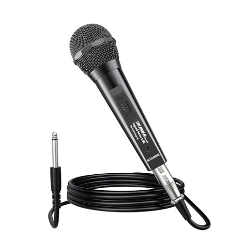 Talomen L52 有線 マイク XLR 硬質金属ダイナミック ボーカル マイク 単一指向性 歌唱用 舞台用 パーティー用 スピーチ用 カラオケマシン/スピーカー/アンプ/ミキサー対応 6.35mmプラグ XLRケーブル 付属 黒送料無料 18a68ac8