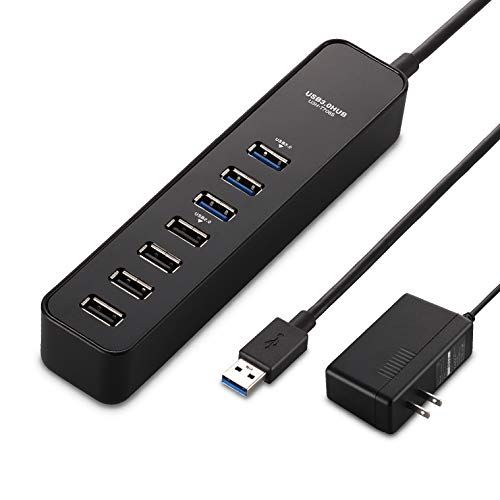 エレコム USB3.0 ハブ 7ポート ACアダプタ付(150cm) セルフ/バス両対応 マグネット付 MacBook / Surface Pro / Chromebook他 ノートPC Nintendo Switch対応 ブラック U3H- 80fcf15a