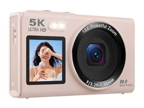 AiMike 5K デジカメ スマホに送れる デジタルカメラ WIFI転送機能 8000万画素 デュアルスクリーン 64GBマイクロSDカード付き 18倍デジタルズーム オートフォーカス機能 ウェブカメラ 19種類フィルター 自撮り便利 バッ 82bdae4e