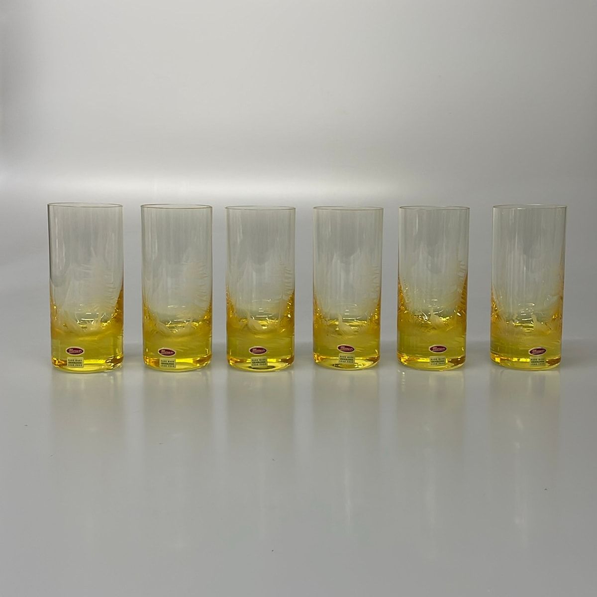 Moser(モーゼル) 食器新品同様 - ダークイエロー×クリア グラス×6点/フラワー(花)