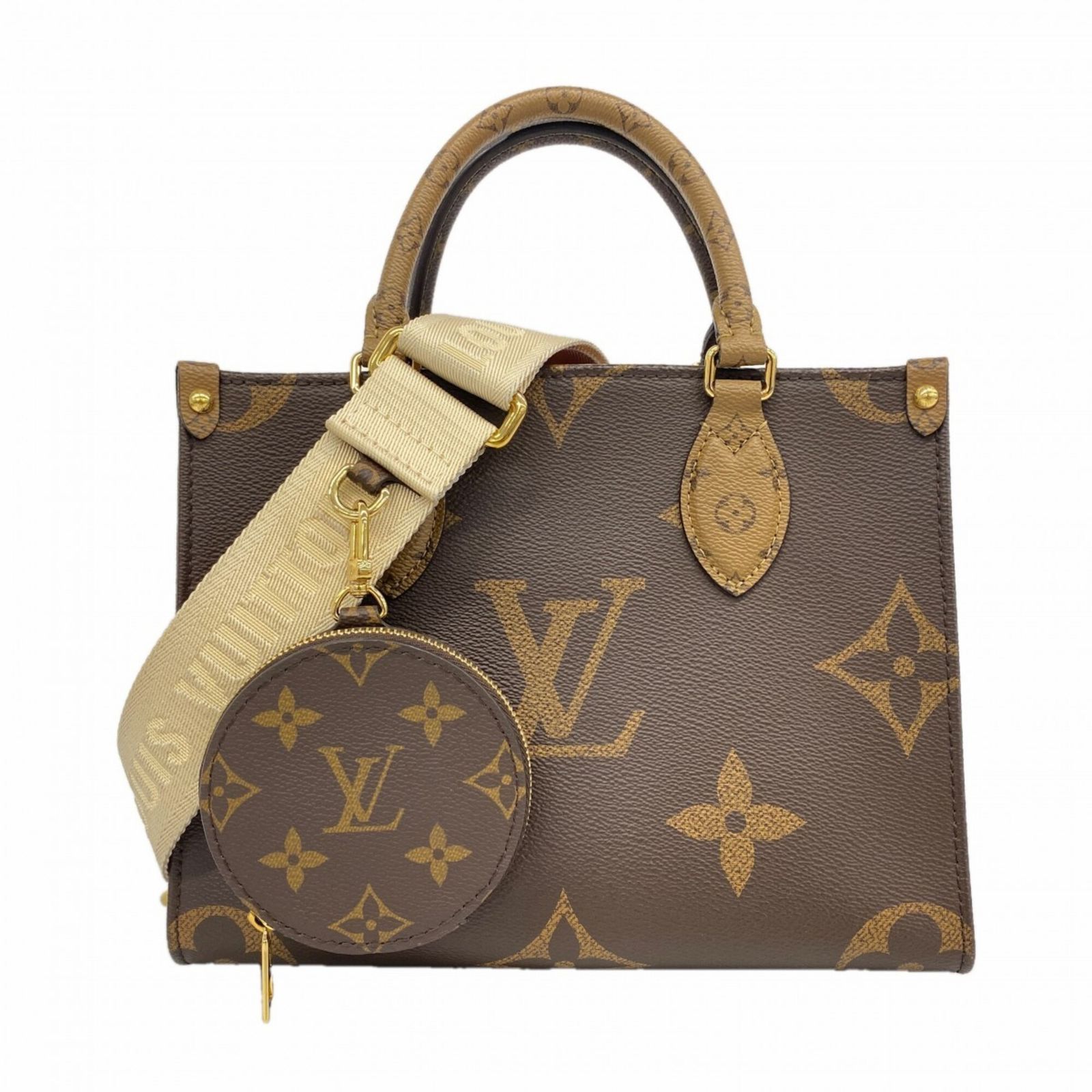 ルイ・ヴィトン(Louis Vuitton) ルイ・ヴィトン ハンドバッグ モノグラム・ジャイアントリバース オンザゴーPM M46373 ブラウン 2wayバッグレディース