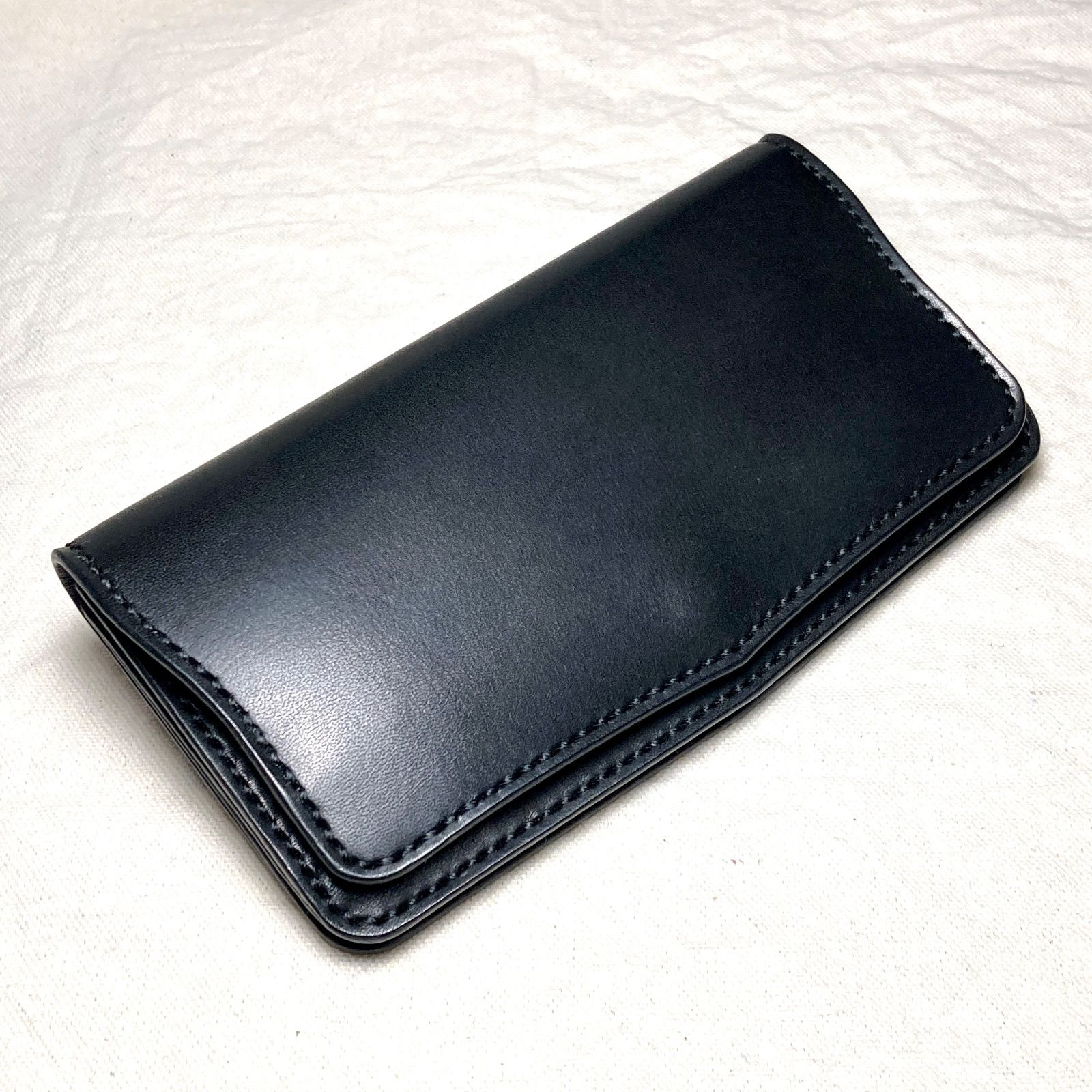 栃木レザー 長財布 本革 ギャルソンウォレット ブラック 総手縫い ロングウォレット サドルレザー トラッカーウォレット メンズ レディース 黒