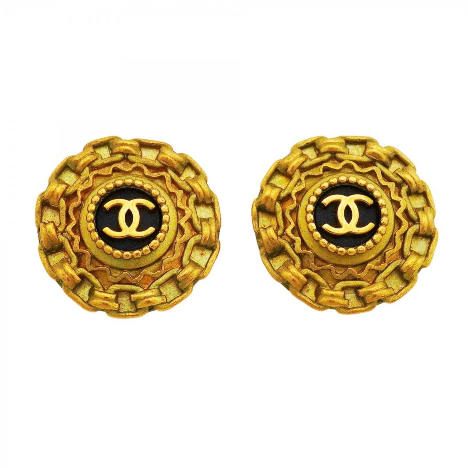 シャネル(Chanel) シャネル イヤリング ココマーク GPメッキ ゴールド ブラックレディース