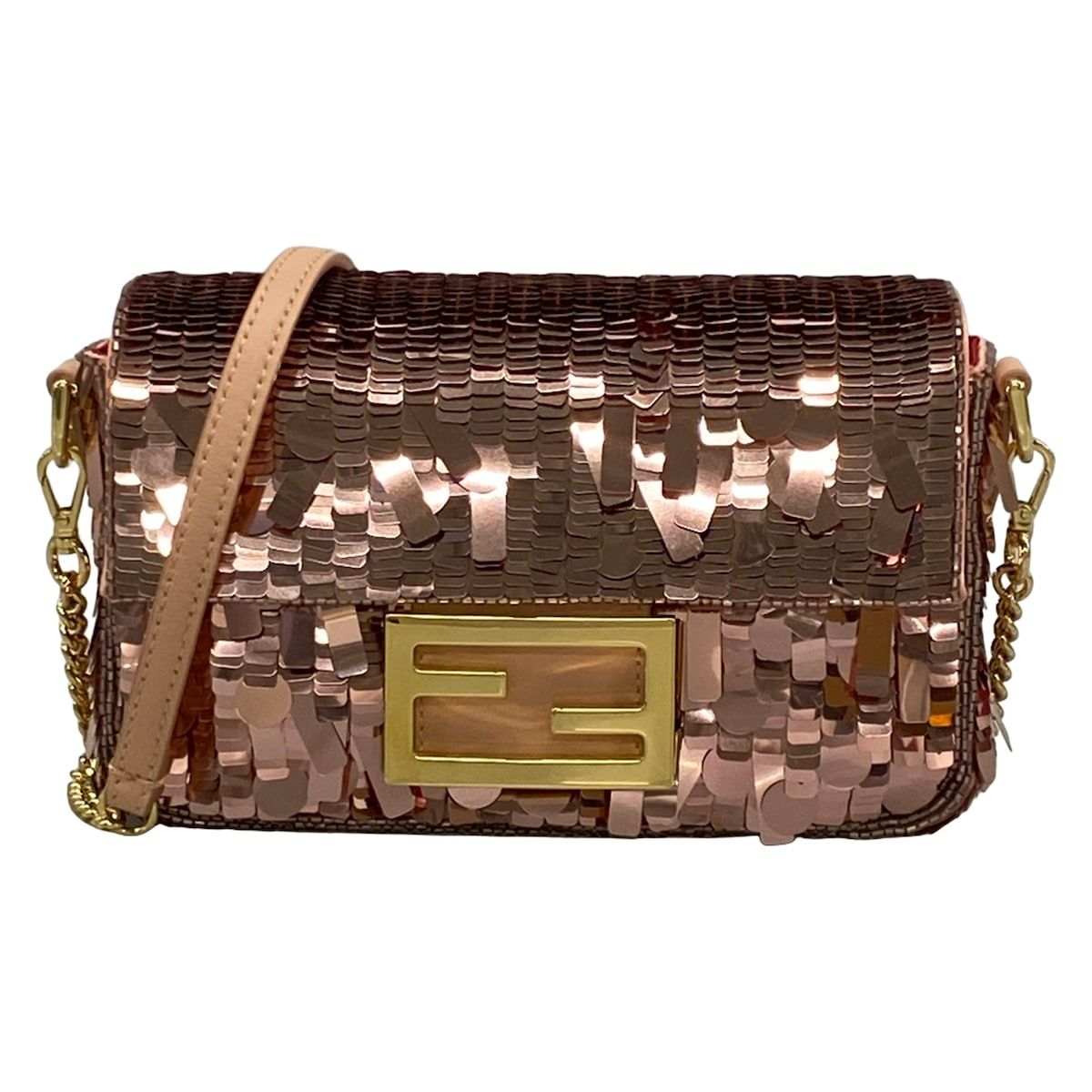 FENDI(フェンディ) ショルダーバッグ バゲット ミニ 8BS017 ライトピンク チェーンショルダー/ミニバッグ