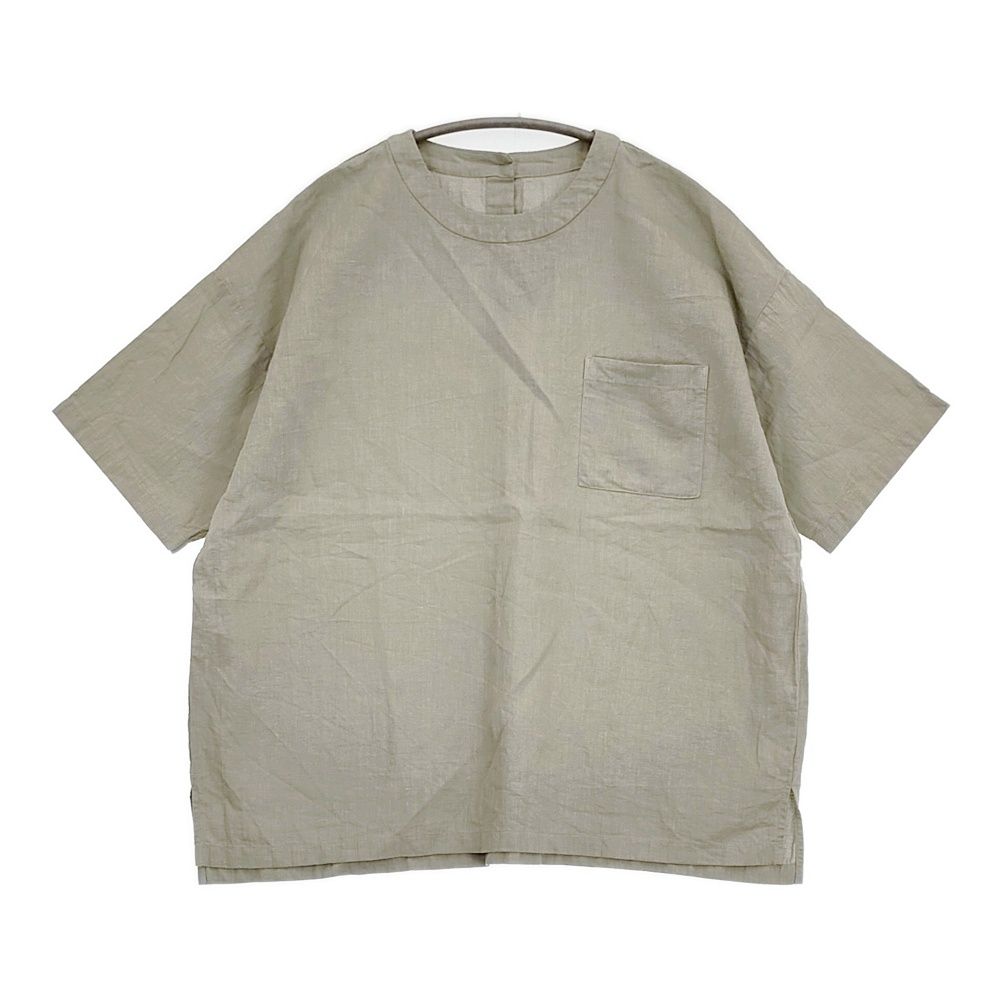 evam eva water linen half sleeve pullover 定価34100円 E261T112 半袖Ｔシャツ カットソー green haze ライトグレー メンズ エヴァムエヴァ【中古】6-0526S♪