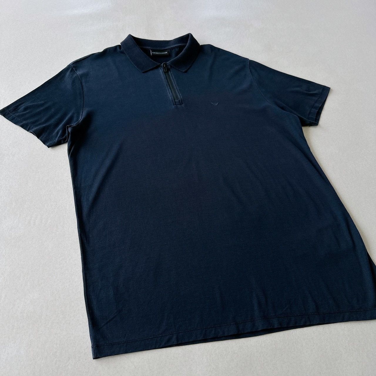 EMPORIO ARMANI ポロシャツ XXL ハーフジップ リヨセル ダークネイビー