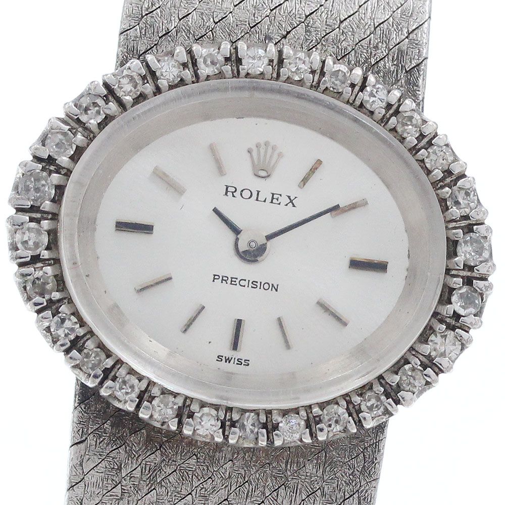 ロレックス ROLEX 2636 プレシジョン K18WG Cal.1400 ダイヤベゼル 手巻き レディース _961756