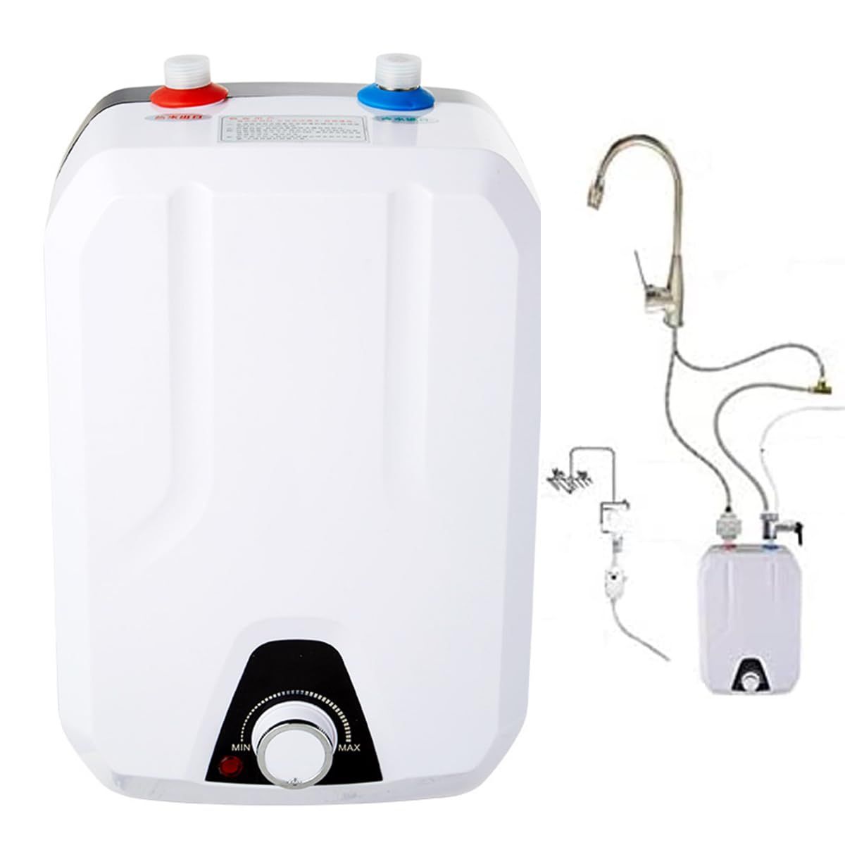 電気温水器 小型 家庭用給湯器電気瞬間湯沸器ミニ電気温水ヒーター インスタント急速加熱 瞬間湯沸かし器 1500W 8L大容量 過熱保護・節電・節水・水力分離・水温30℃～65℃調節可能IPX4防水設計 ウォーターヒーター コンパクトで 取り付けやすい 住kk