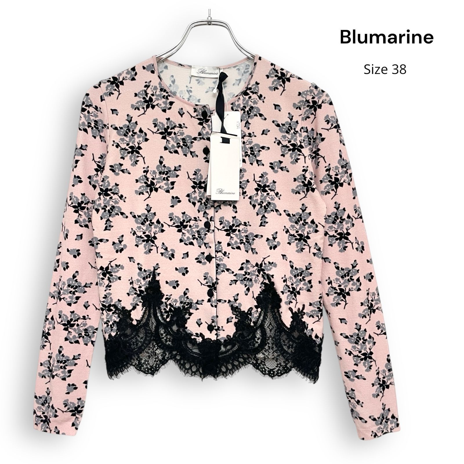 新品 Blumarine ブルマリン フラワー レース カーディガン 花柄 ピンク Size38