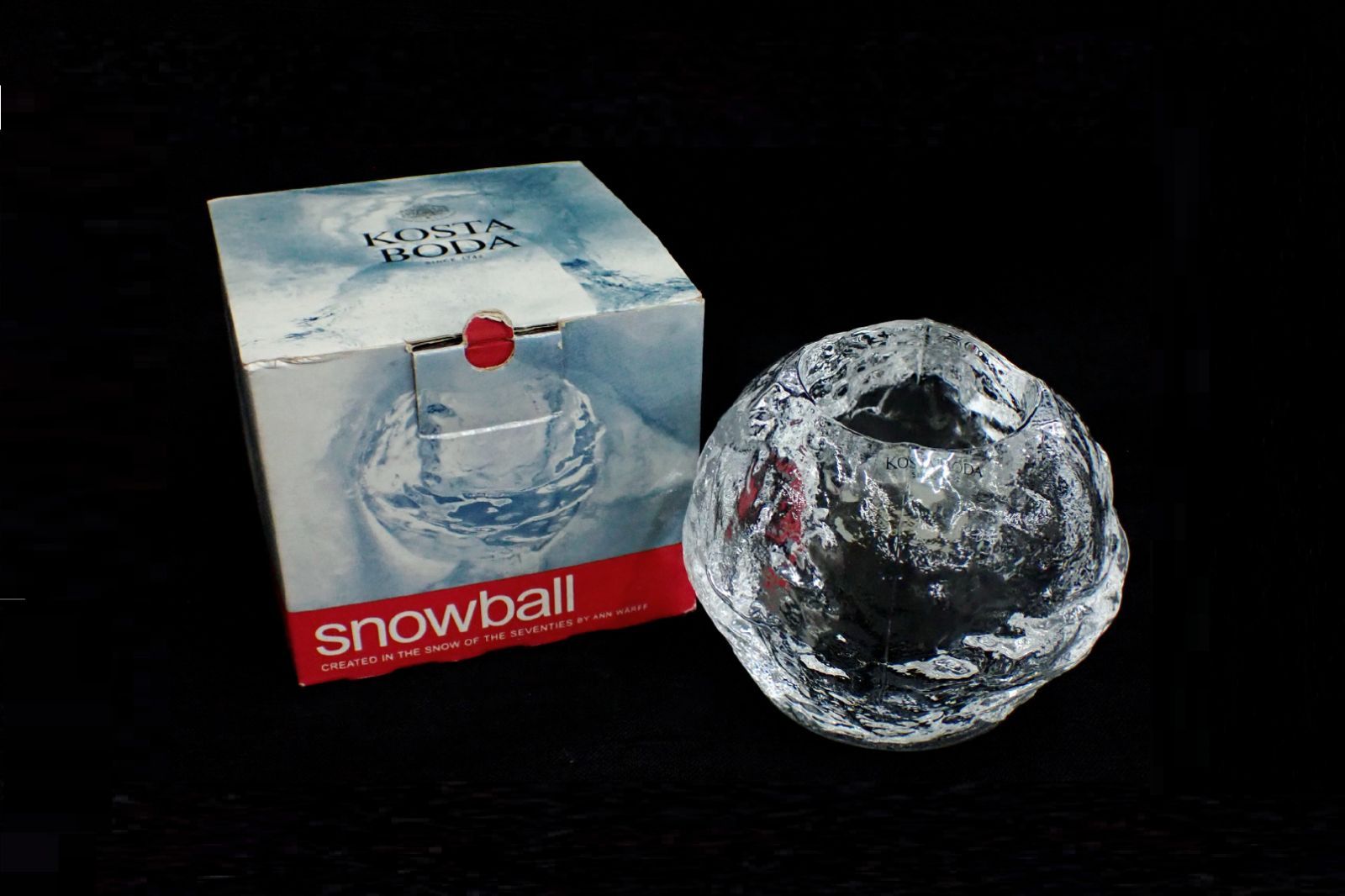 △未使用 KOSTA BODA コスタボダ SNOWBALL キャンドルホルダー△箱付 
