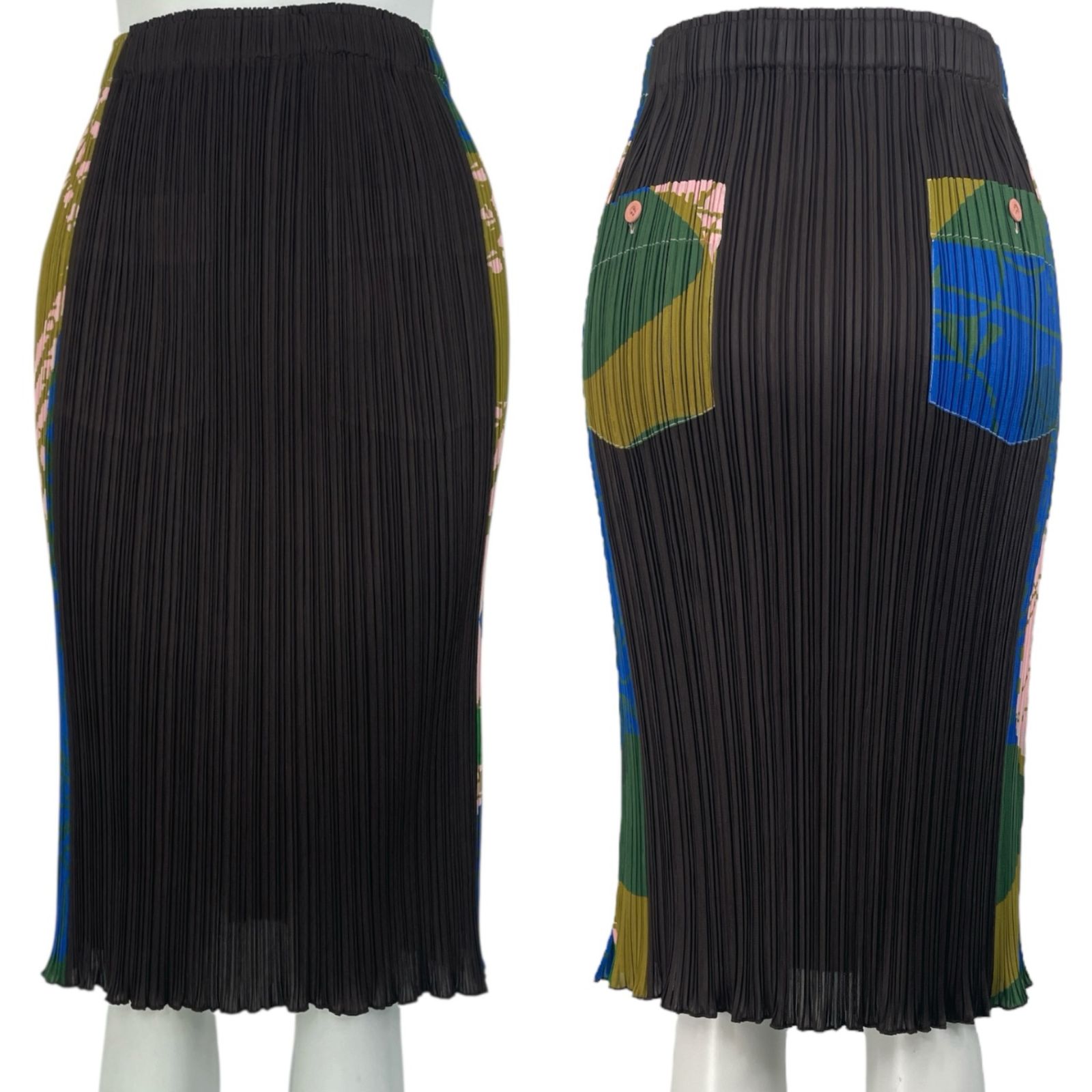 極美品 ISSEY MIYAKE イッセイミヤケ PLEATS PLEASE プリーツプリーズ スカート ロング 花柄 ブラウン