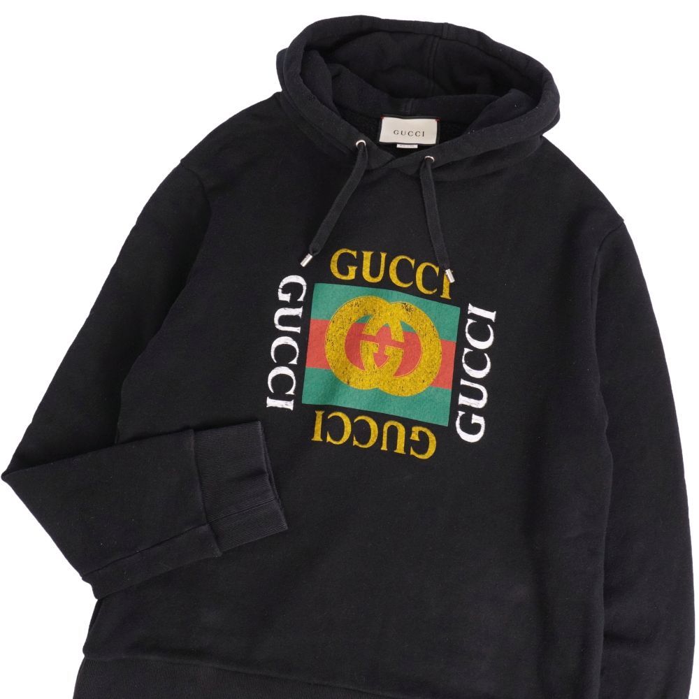 美品 グッチ GUCCI パーカー フーディー スウェット ヴィンテージ加工 