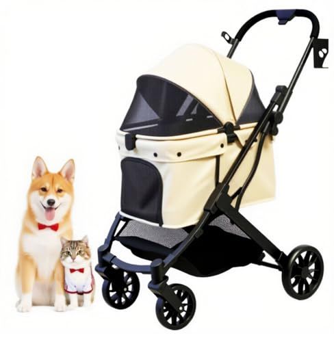 ペットカート 小型犬 中型犬 対応 対面/背面両用式 猫 犬 カート ワンタッチ コンパクト 折りたたみ 自立式 ペットバギー 4輪 多頭対応 一体型 犬用カート 飛び出し防止リード2本付き 組み立て簡単 散歩 お出かけ 介護用 犬猫兼用 ( 00a7b632