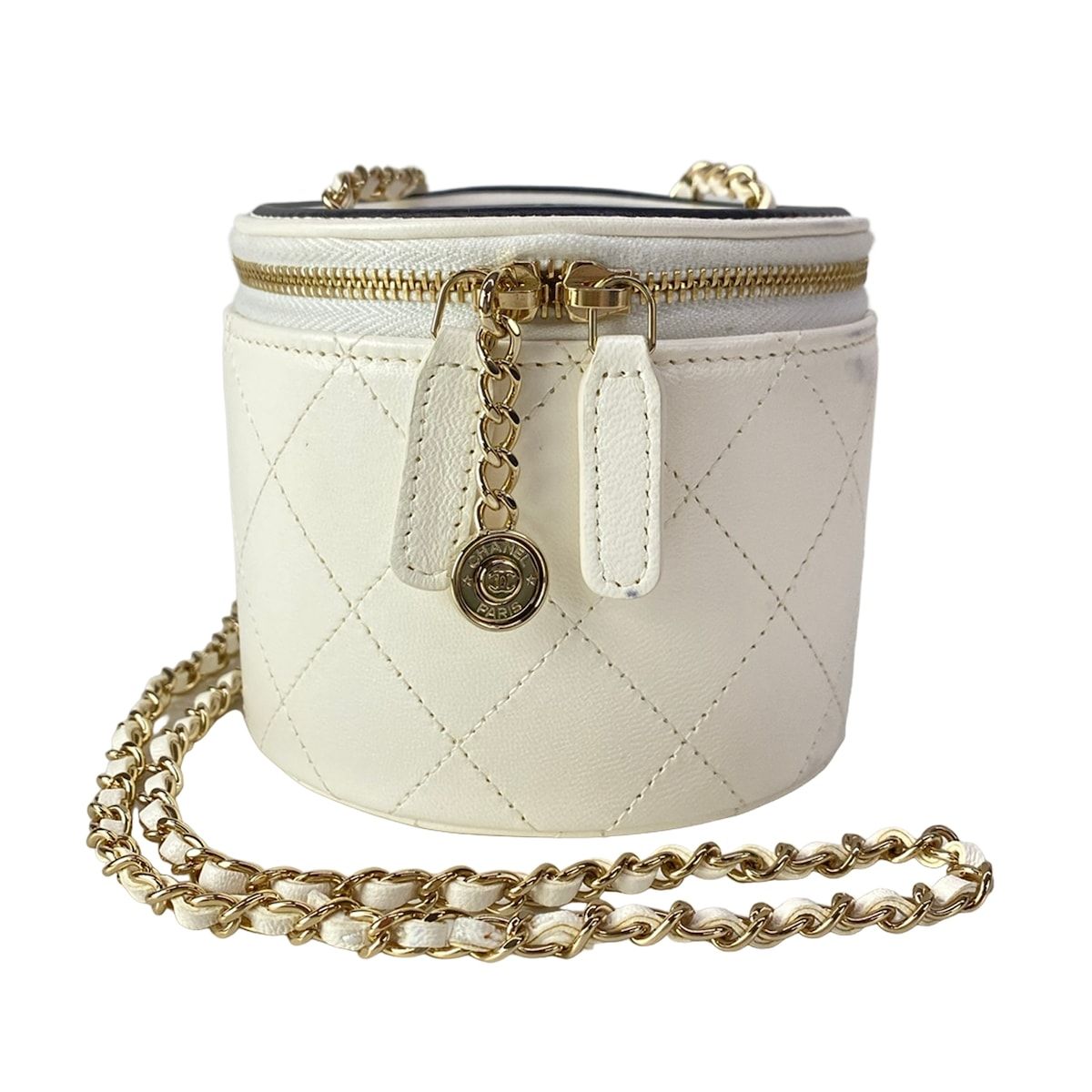 CHANEL(シャネル) ショルダーバッグ マトラッセ 白×黒 チェーン 