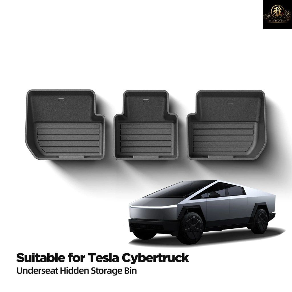 TESLA CYBERTRUCK 2024 - 26 UNDER SEAT STORAGE BOX CAR REAR SEAT LOWER BOX CASE ORGANIZER INTERIOR 3PCS