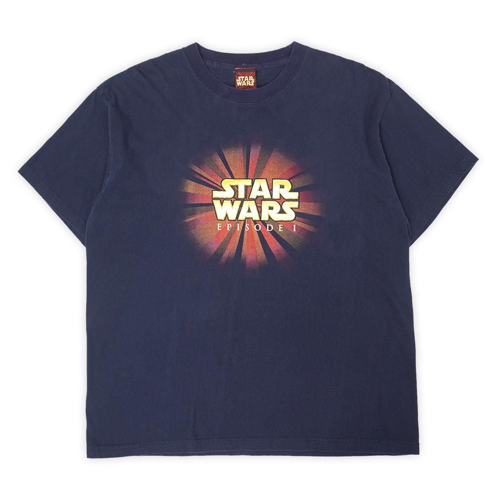 スターウォーズ STAR WARS 90s 00s 90年代 2000年代 ムービーTシャツ 映画 Episode1 ファントムメナス USA ヴィンテージ アメリカ 古着 メンズ Tシャツ カットソー ネイビー 紺 L【中古】