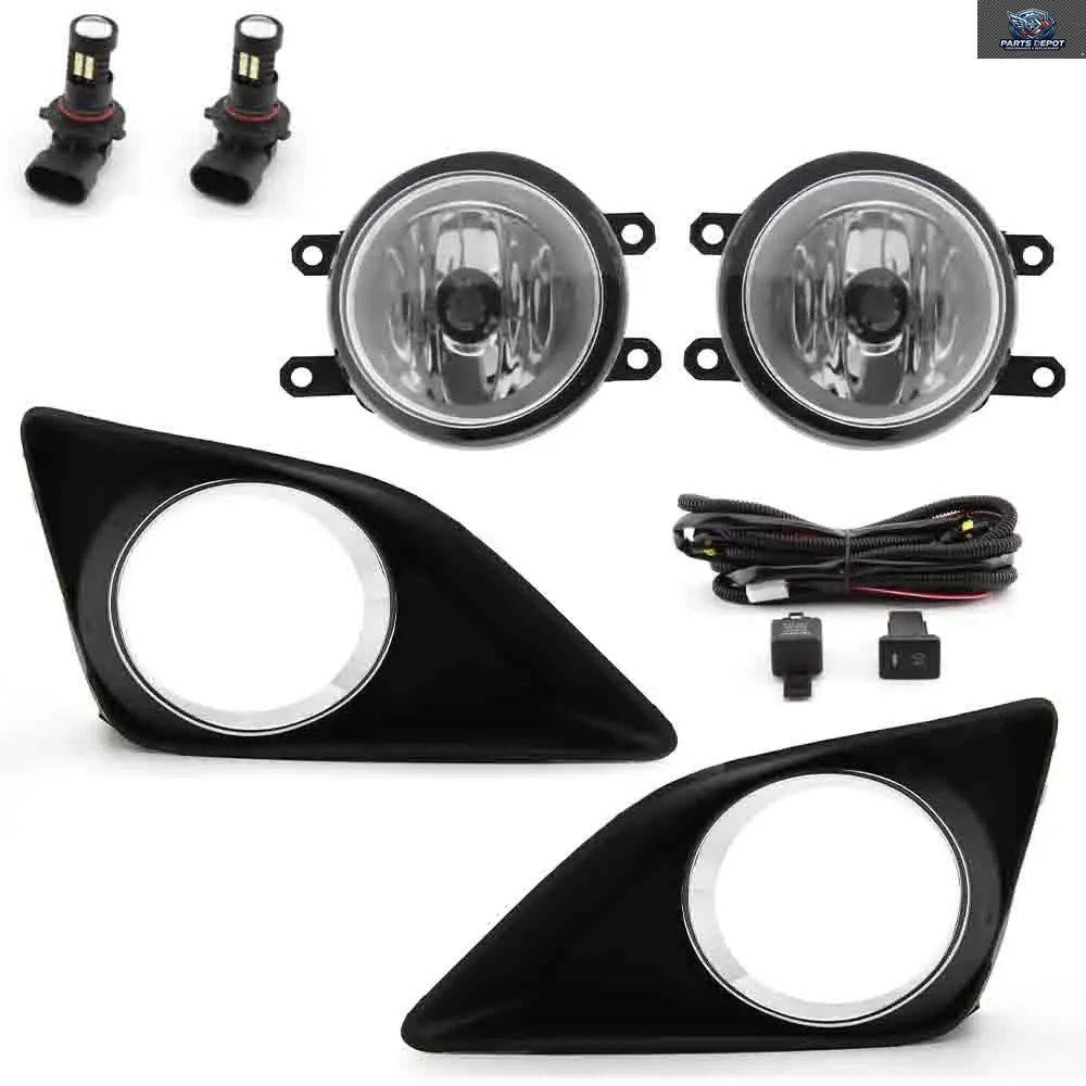 トヨタ カローラ 2008年式用 LED フォグランプ 1セット（メッキフレームカバーと配線付き、左右ヘッドライト用）