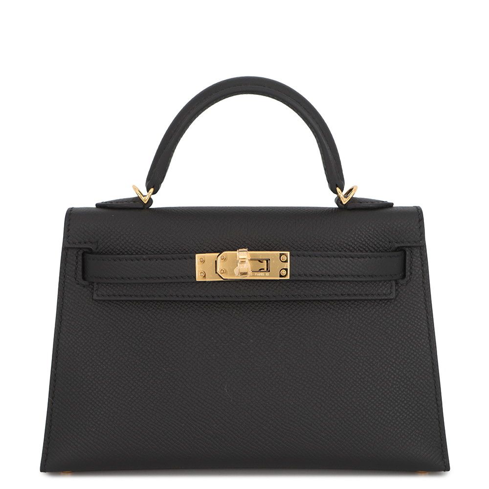 エルメス ハンドバッグ ミニケリー2 外縫い ブラック/ゴールド金具 エプソン G刻印 HERMES 2wayバッグ 黒