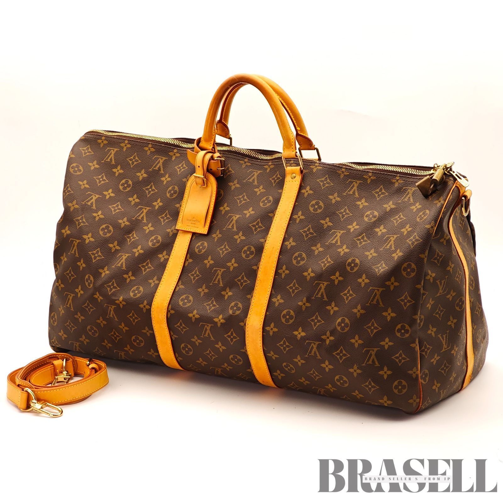 LOUIS VUITTON ルイ・ヴィトン キーポルバンドリエール60 M41412 バッグ ボストンバッグ 大容量 旅行 ハンドバッグ ブラウン レディース メンズ ショルダーストラップ パドロック 鍵