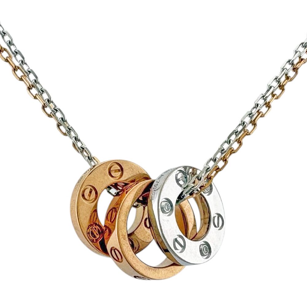 カルティエ スリーフープ ネックレス 18金 K18ホワイトゴールド ダイヤモンド レディース CARTIER 中古 カルティエ