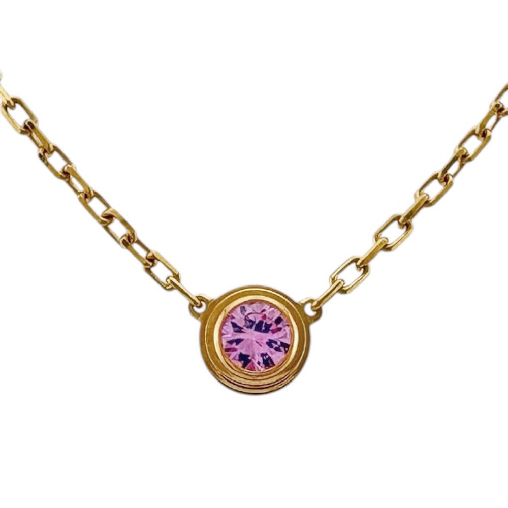 カルティエ ダムール ディアマンレジェ ネックレス 18金 K18ピンクゴールド ピンクサファイア レディース CARTIER 中古 カルティエ