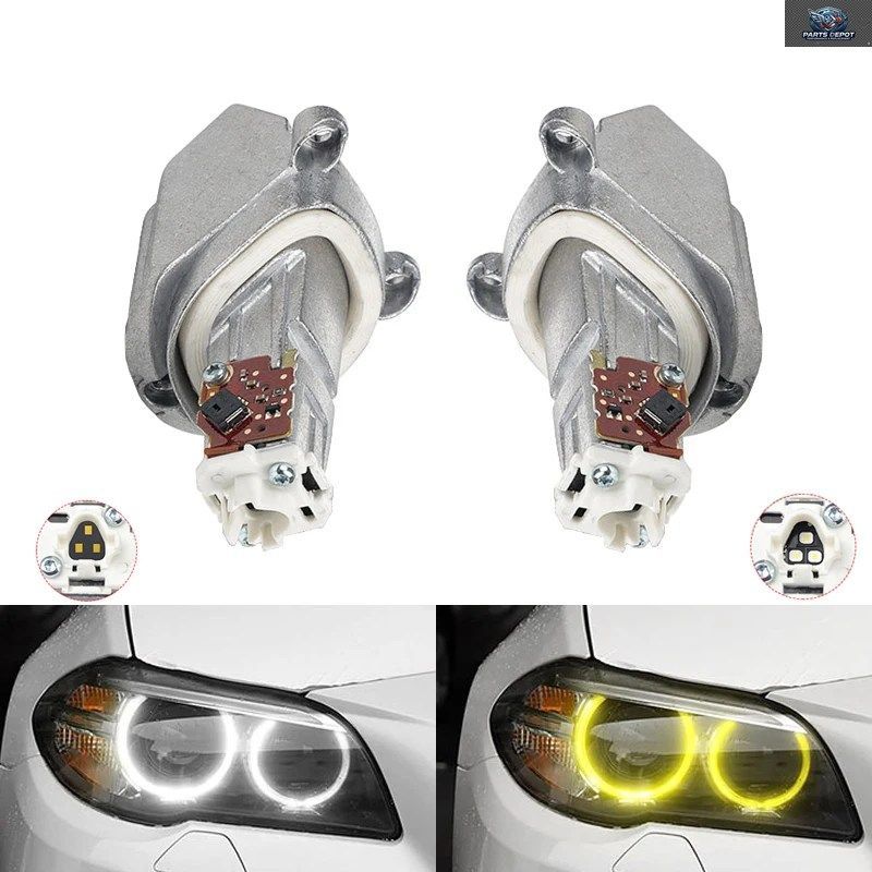 LEDイエローエンジェルアイライト 18592200 DRLモジュールランプ カーヘッドライトダイオードユニット 63117343876 BMW 5シリーズ 2014-201