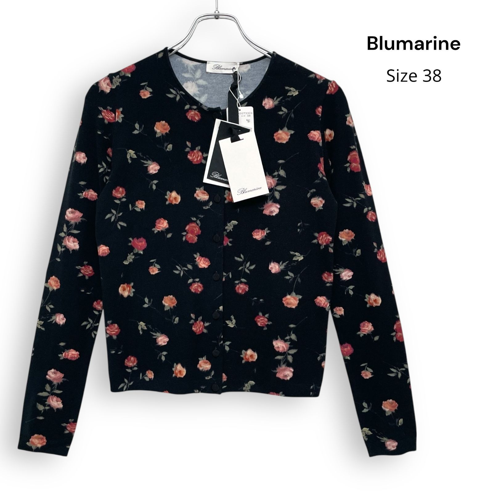 Blumarine ブルマリン 花柄プリント ファーカラーレーヨンカーディガン 新品 Blumarine ブルマリン フラワー レーヨン カーディガン 花柄