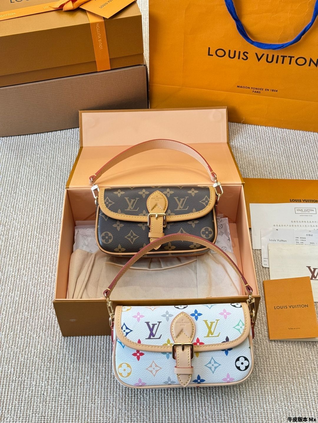 【今日特価】Louis Vuitton Nano Diane 18×12cm 牛皮腋下法棍バッグ（全?五金付き ギフトボックス付属）-WTO輸入