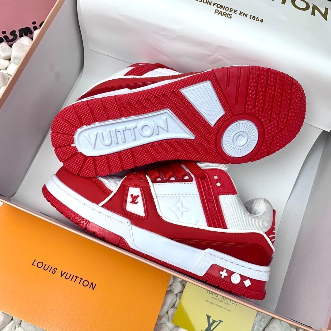 LOUIS VUITTON Trainer レザーカジュアルロートップファッションスニーカーピンクとホワイト｜本日限定特価｜新品未使用