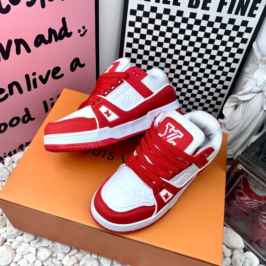 LOUIS VUITTON Trainer レザーカジュアルロートップファッションスニーカーピンクとホワイト｜本日限定特価｜新品未使用