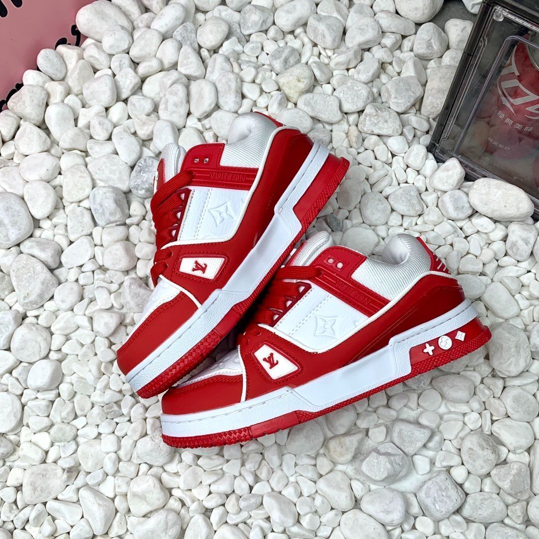 LOUIS VUITTON Trainer レザーカジュアルロートップファッションスニーカーピンクとホワイト｜本日限定特価｜新品未使用