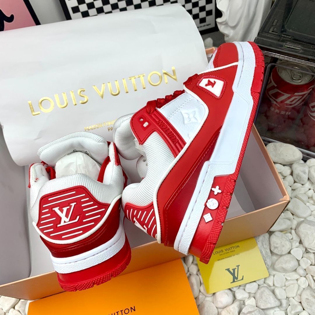 LOUIS VUITTON Trainer レザーカジュアルロートップファッションスニーカーピンクとホワイト｜本日限定特価｜新品未使用