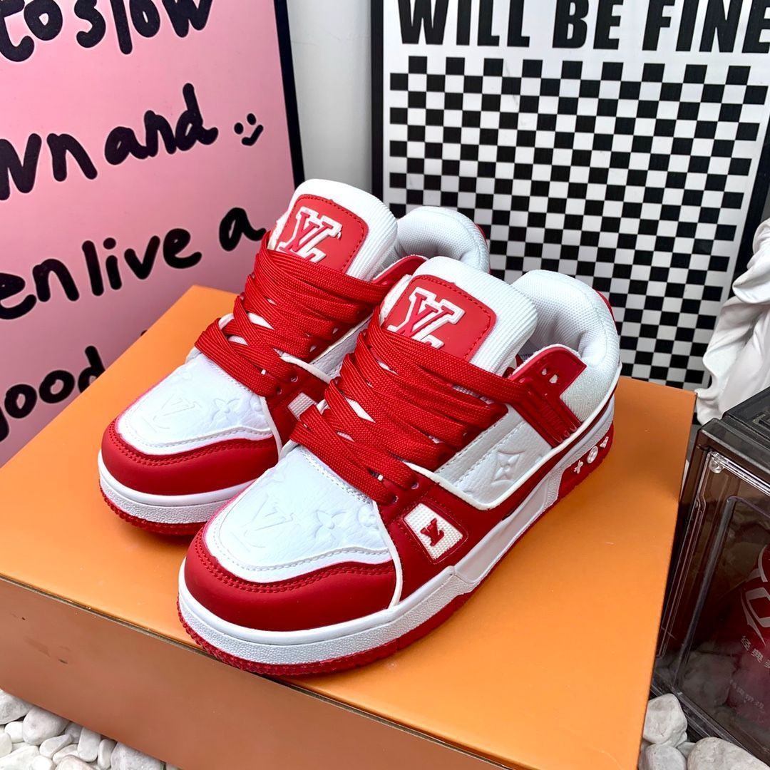 LOUIS VUITTON Trainer レザーカジュアルロートップファッションスニーカーピンクとホワイト｜本日限定特価｜新品未使用
