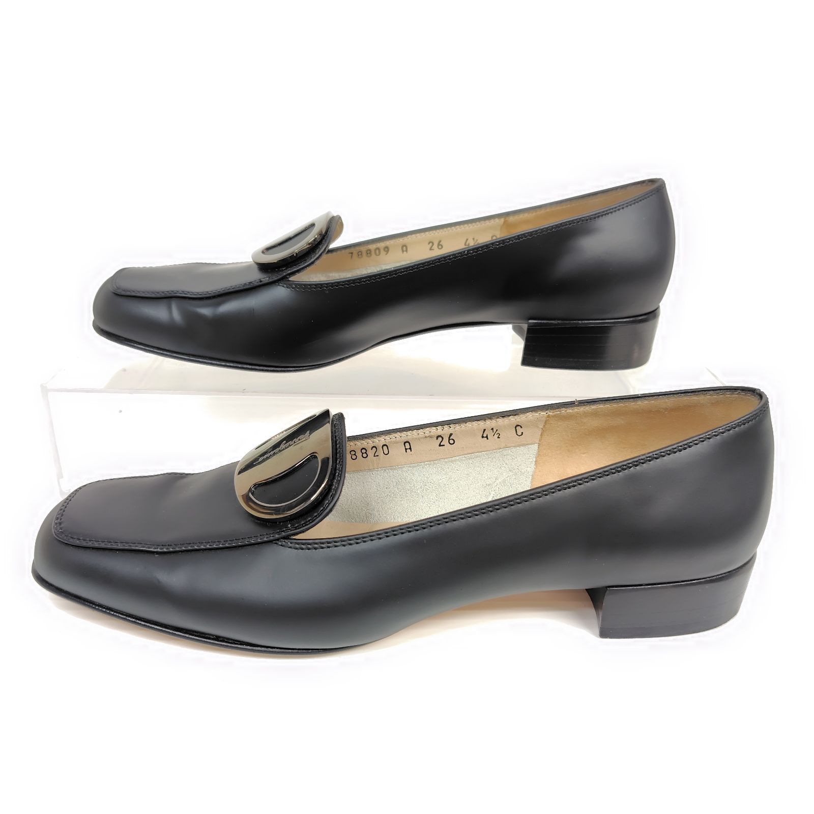 ★使用感少なめ美品★Salvatore Ferragamo フェラガモ ローファー 4.5C マット パンプス プレート ★使用感少なめ美品★Salvatore Ferragamo フェラガモ ローファー 4.5C マット パンプス プレート