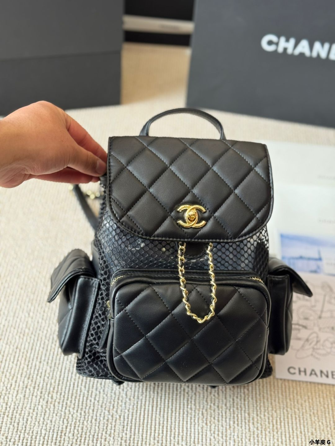 【今日特価】Vintage Chanel 25ss ハンドメイド感 透け編みバックパック-WTO輸入2