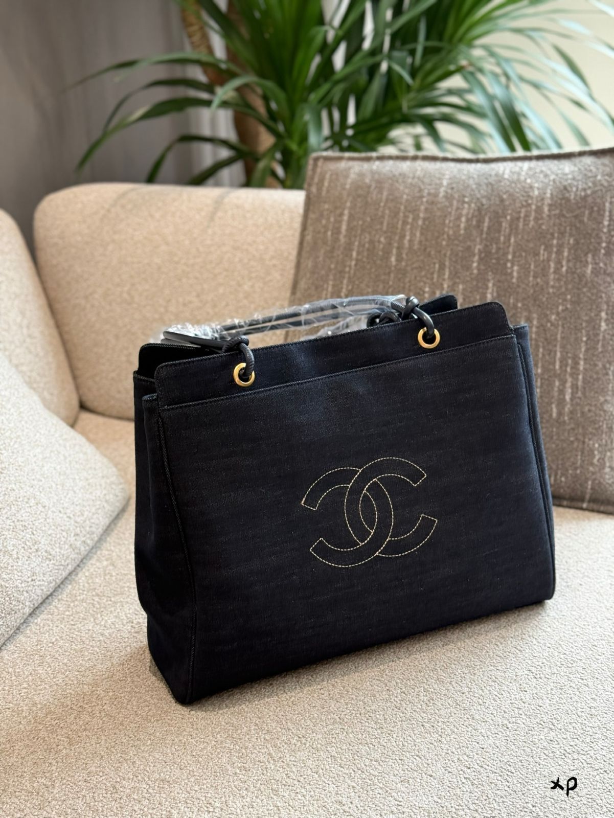 【今日特価】Vintage Chanel ヴィンテージシャネル デニムショッピングバッグ-WTO輸入