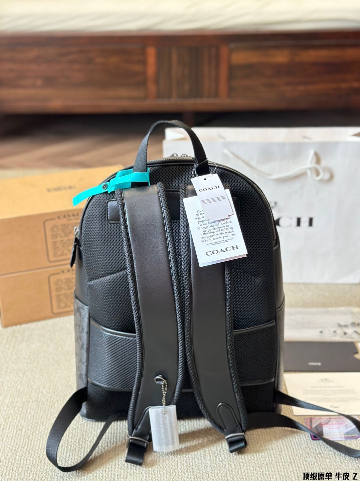 【今日特価】Coach West 35 コーチ ウエスト 35 ブラックモノグラムミックス バックパック-WTO輸入3