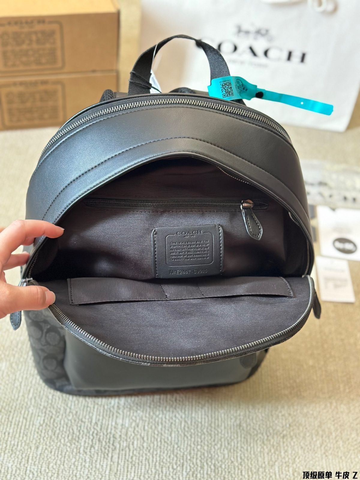 【今日特価】Coach West 35 コーチ ウエスト 35 ブラックモノグラムミックス バックパック-WTO輸入3