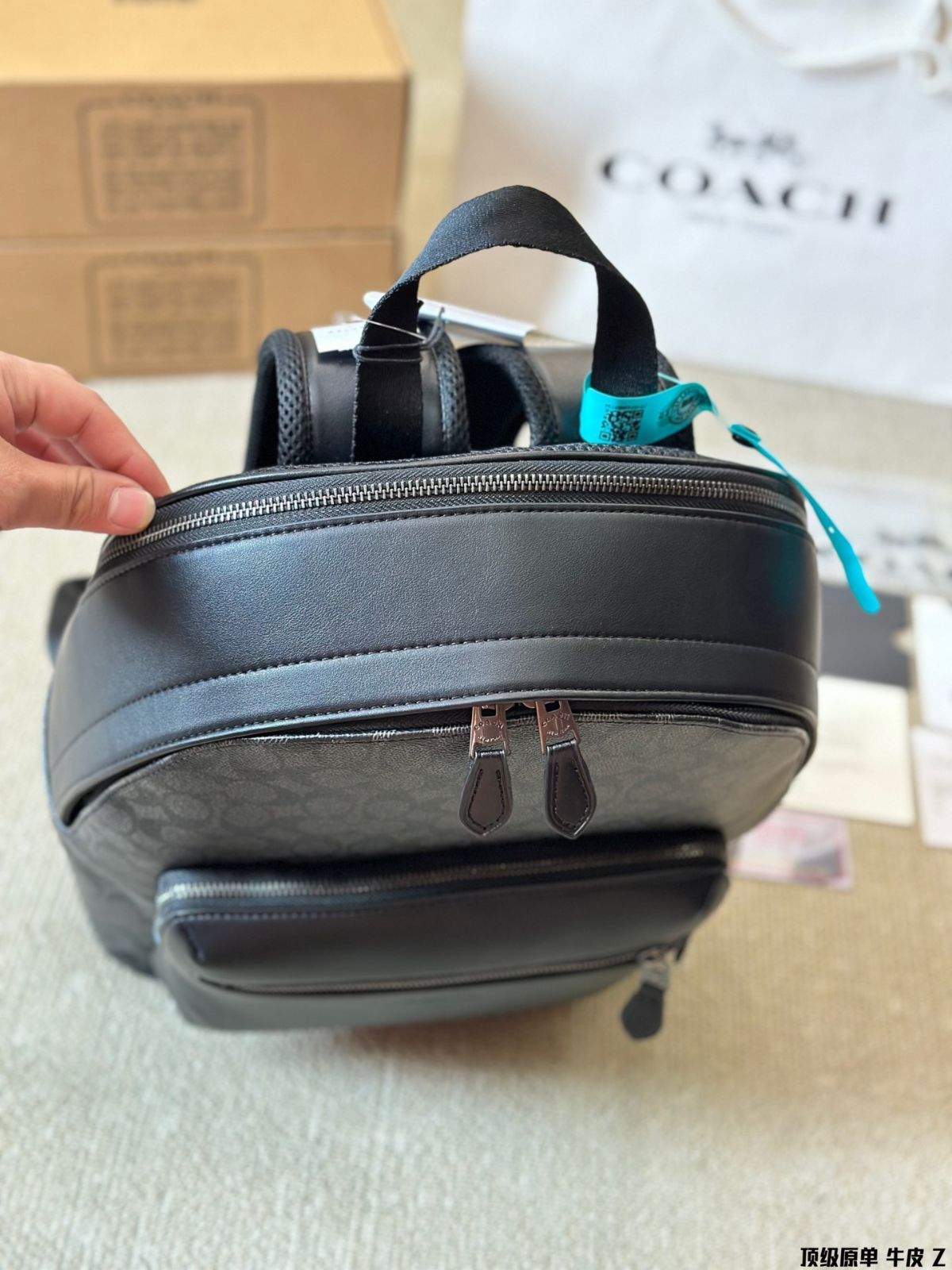 【今日特価】Coach West 35 コーチ ウエスト 35 ブラックモノグラムミックス バックパック-WTO輸入3