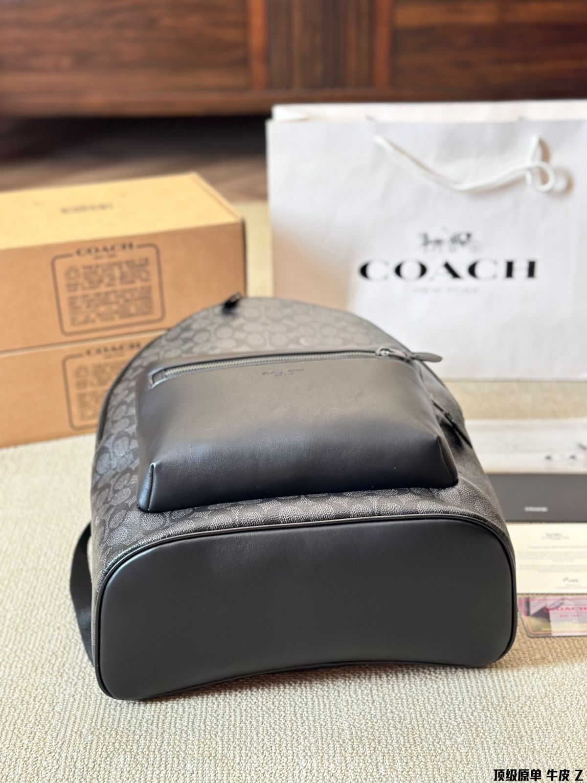 【今日特価】Coach West 35 コーチ ウエスト 35 ブラックモノグラムミックス バックパック-WTO輸入3