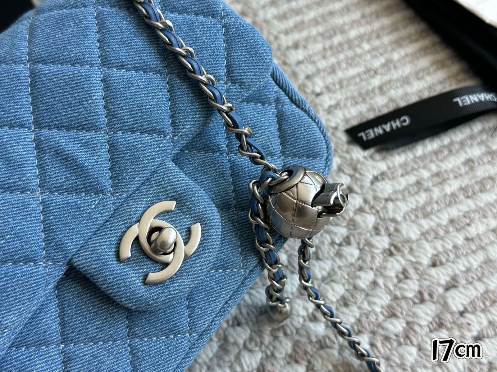 【今日特価】Chanel Denim Golden Ball Square Flap [17×13cm] | シャネル デニム ゴールデンボール スクエアフラップ 17×13cm-WTO輸入2