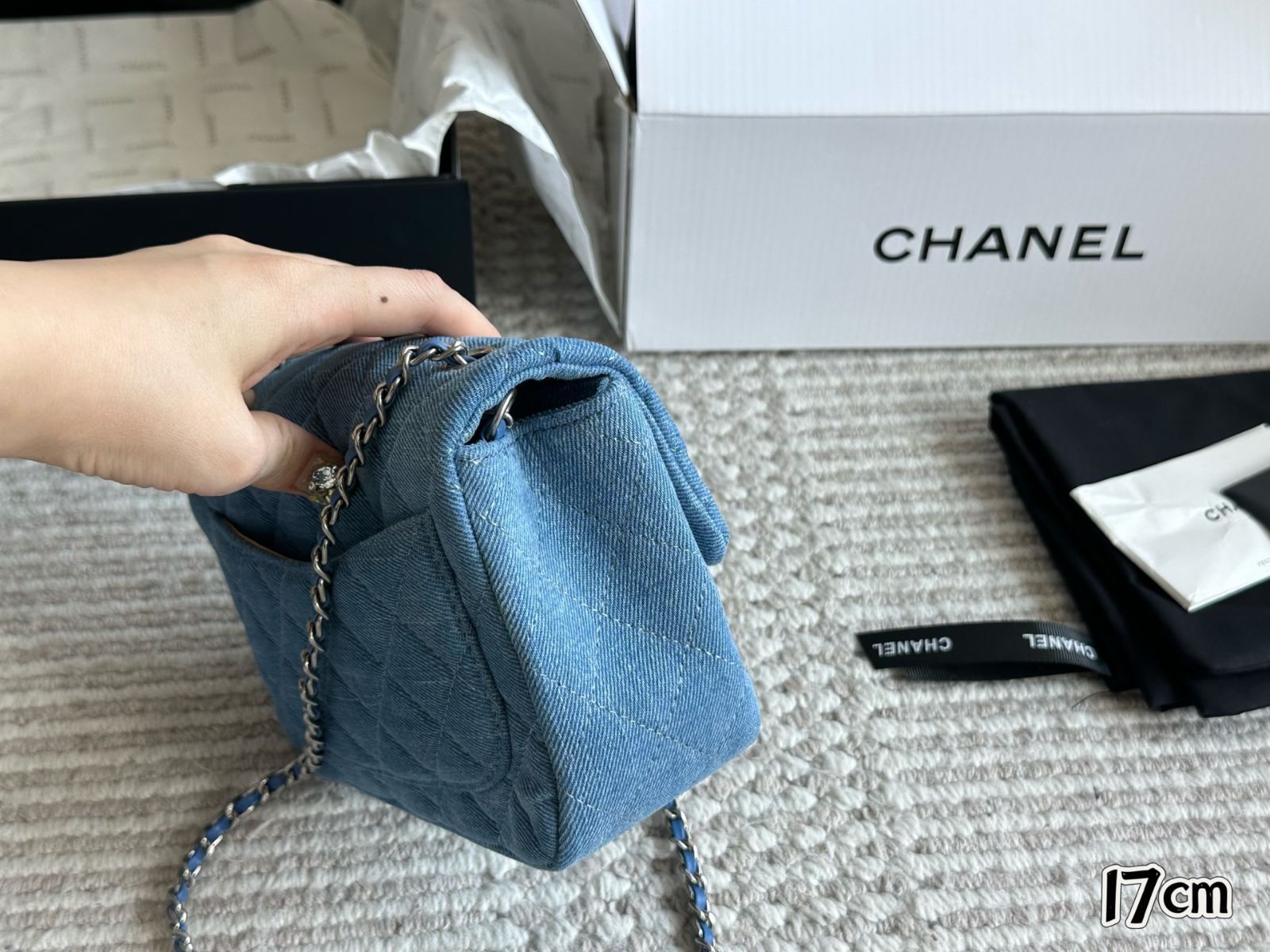 【今日特価】Chanel Denim Golden Ball Square Flap [17×13cm] | シャネル デニム ゴールデンボール スクエアフラップ 17×13cm-WTO輸入2